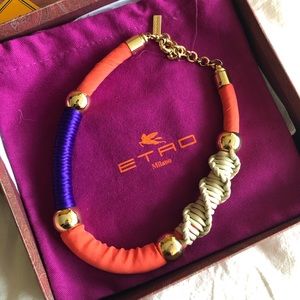 ETRO Gold Tone Rope Collar Statement Necklace